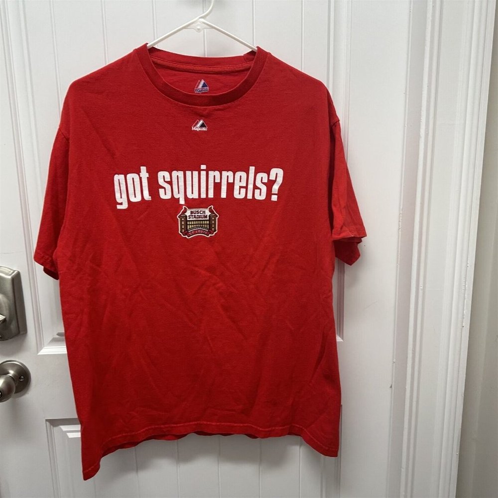 Majestic St Louis Cardinals Got Squirrels 2011 Postseason T Shirt Mens Red